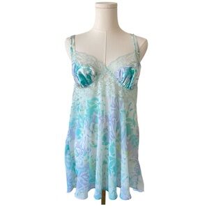 Vintage Secret Treasures Printed Lace Trim Slip Dress